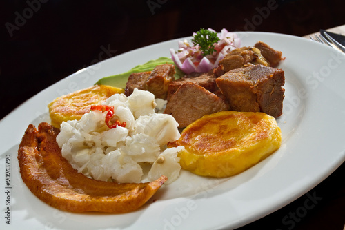 Fritada, fried pork, typical ecuadorian food