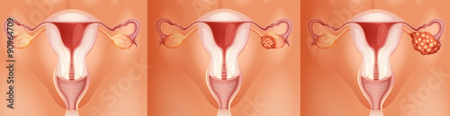 Three stages of ovarian cancer photo