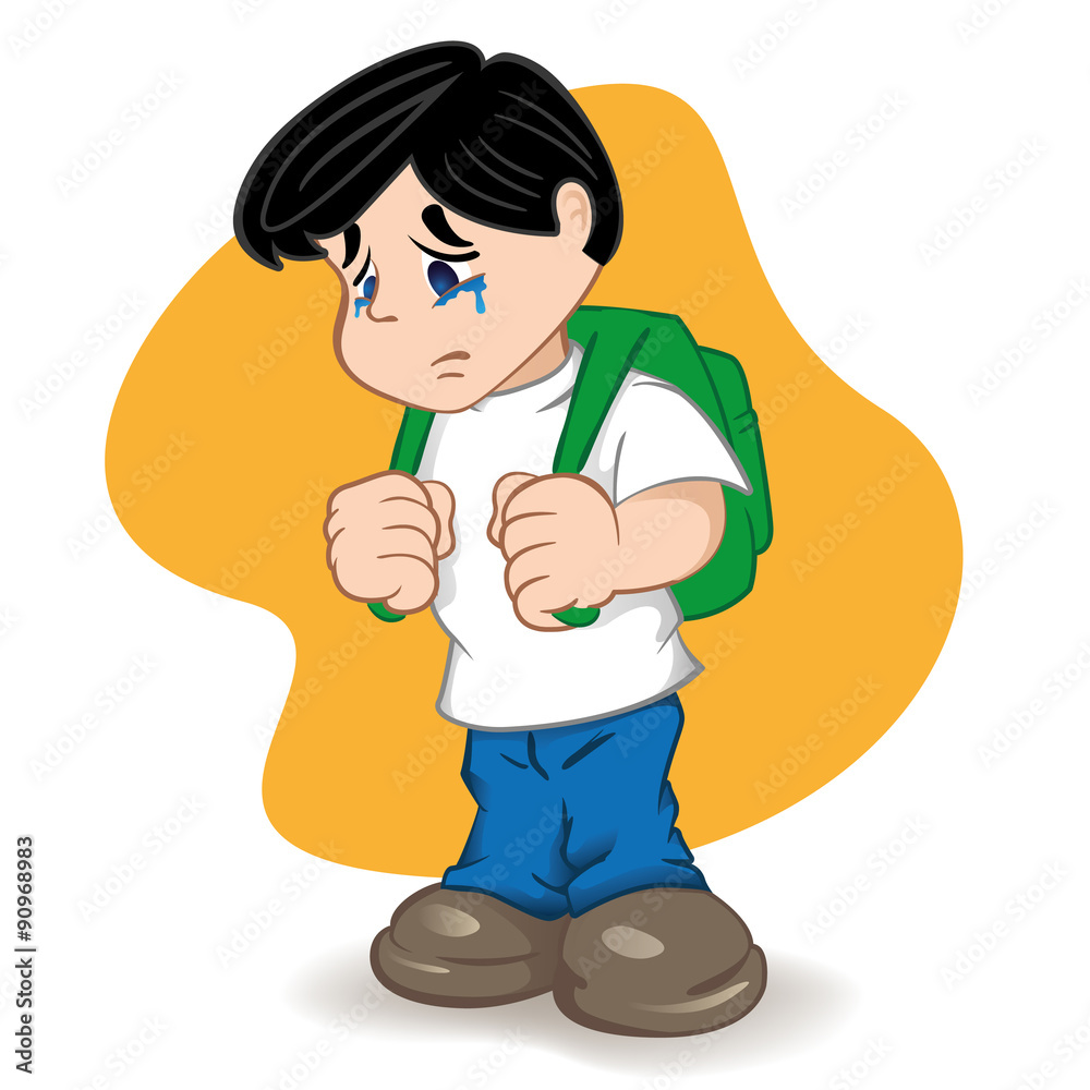 Illustration of a student sad and crying child Stock Vector ...
