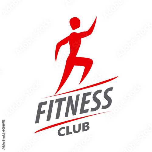 Red vector logo man running for fitness club
