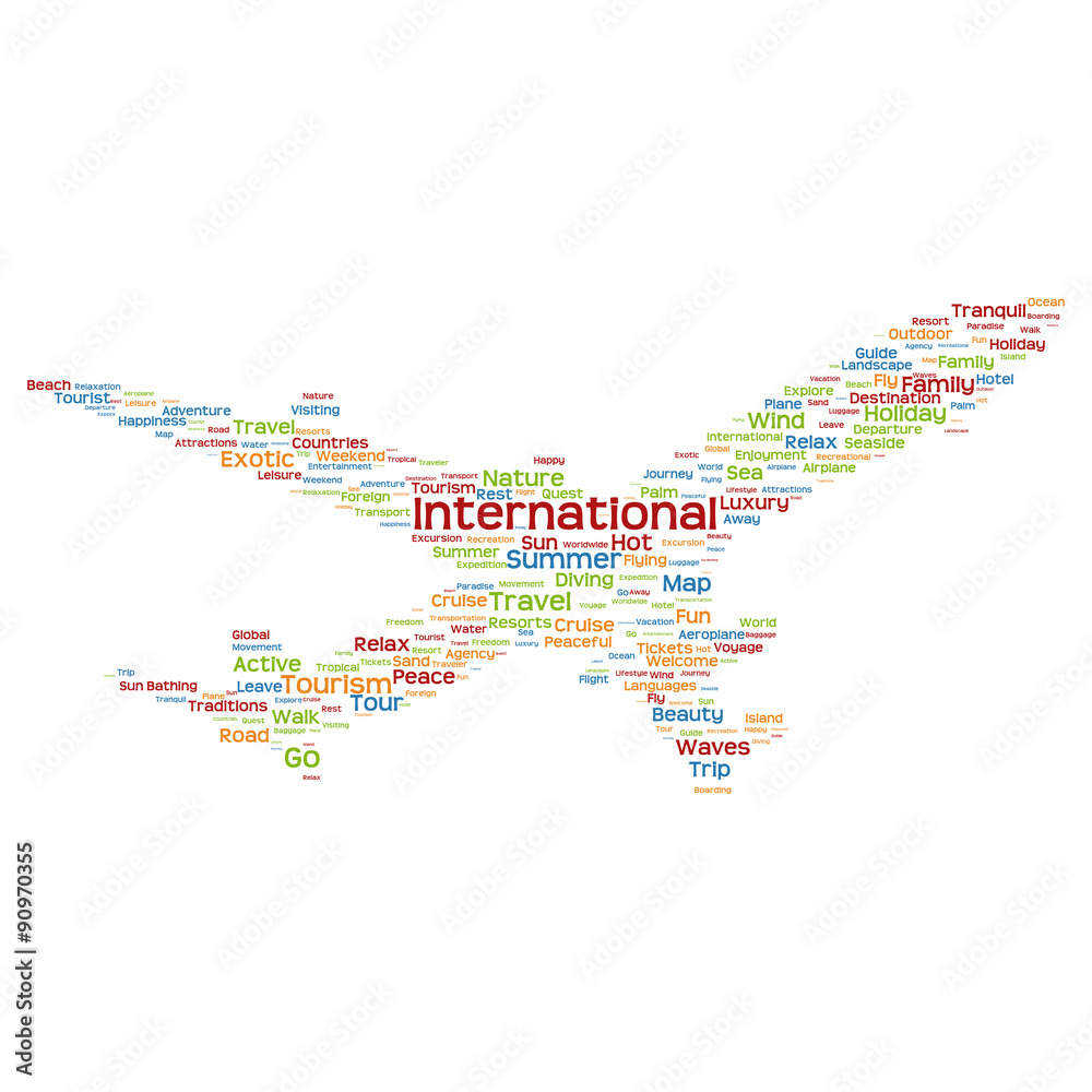 Obraz premium Conceptual international tourism or travel word cloud