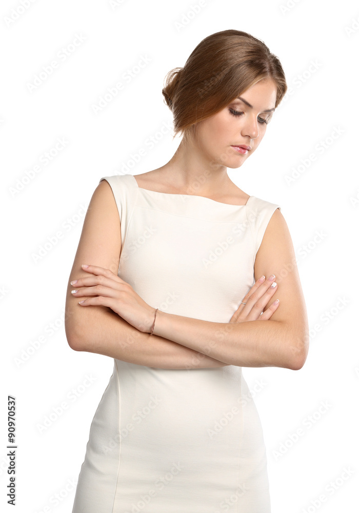 Attractive young woman portrait isolated on white background Attractive young woman portrait isolated on white background