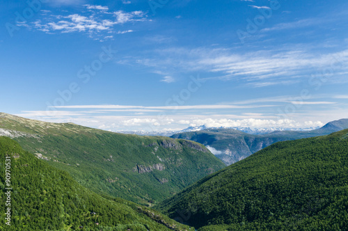 Norwegian mountains and valleys, summertime landscape © alexpolo