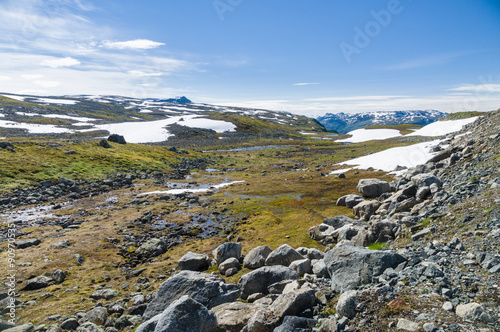 Lonely landscape of highland tundra, Norway