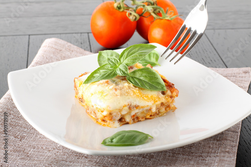 Lasagne with meat and bechamel