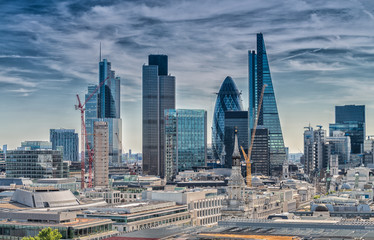 Wandcirkels Londen Moderne skyline zakendistrict Londen  © jovannig