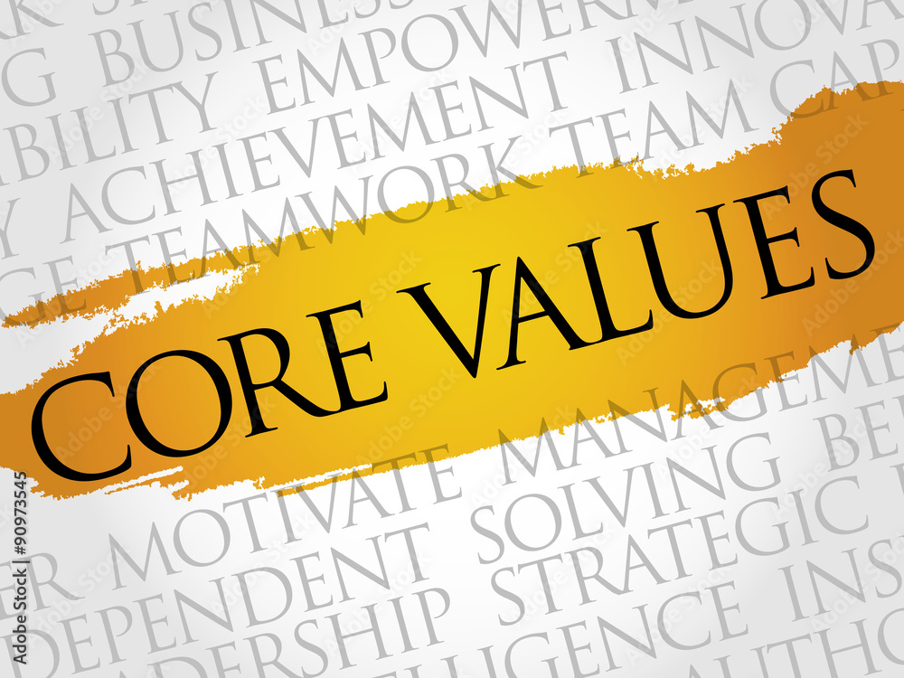 Core values word cloud, business concept Core values word cloud, business concept