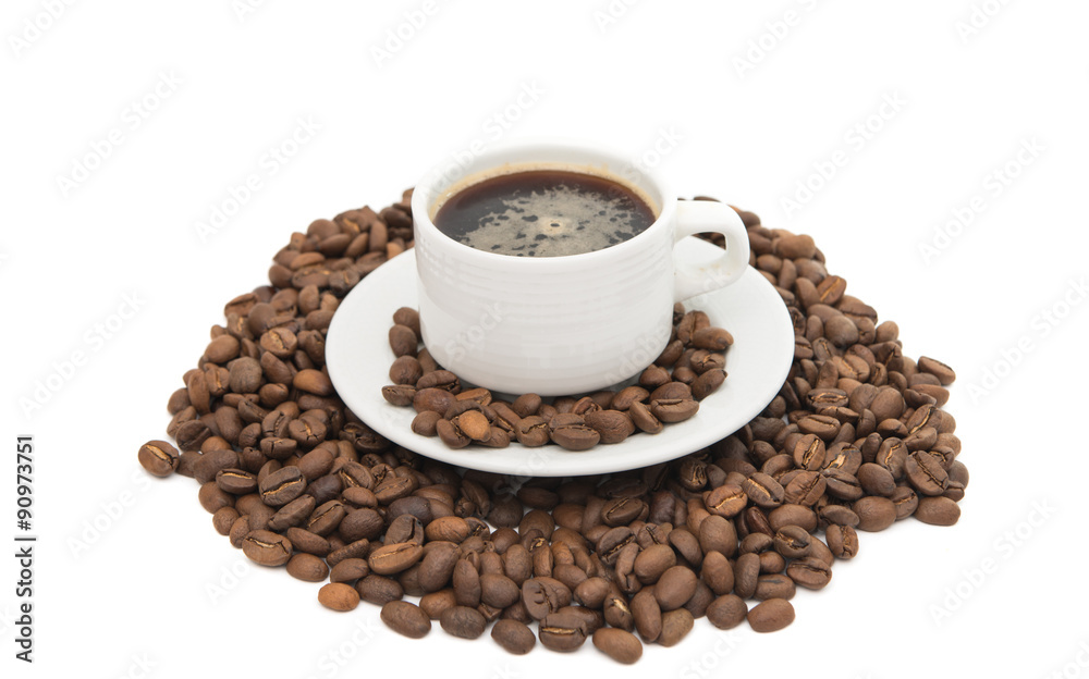 cup of coffee with beans coffee cup of coffee with beans coffee