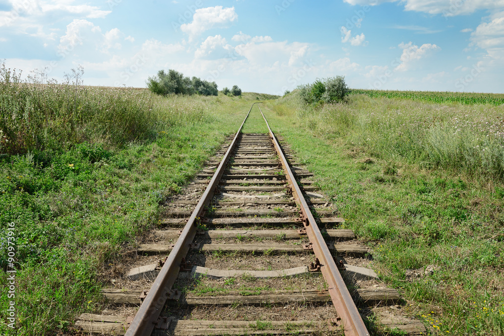 disused railway track on the field