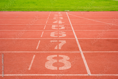 running Track Lane Numbers and grass