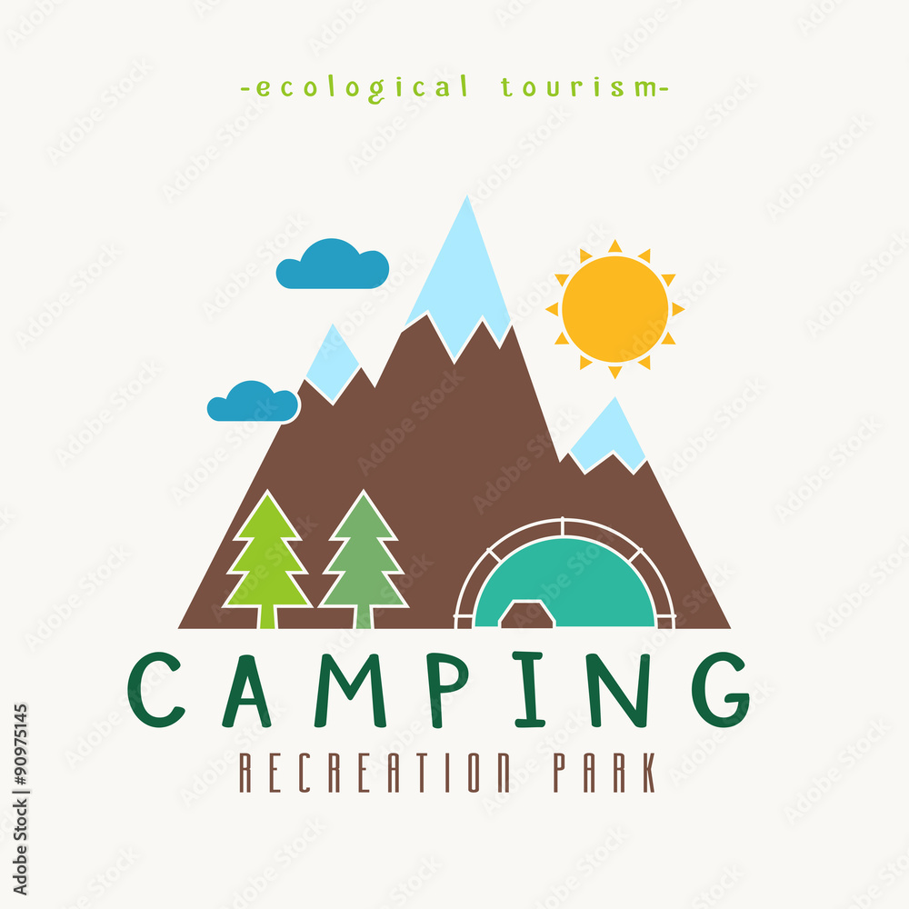 Naklejka premium Camping Recreation Park Simple Label