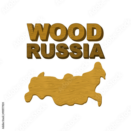 Wood Russia. Map of country in form of  wooden cutting board for