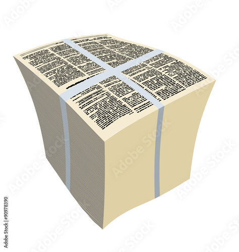 Bundle newspapers. Stack of magazines. Vector illustration