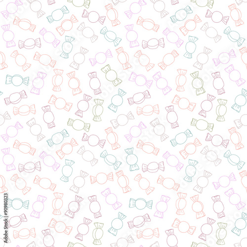 Outline candies. Seamless pattern. Sweet food background.
