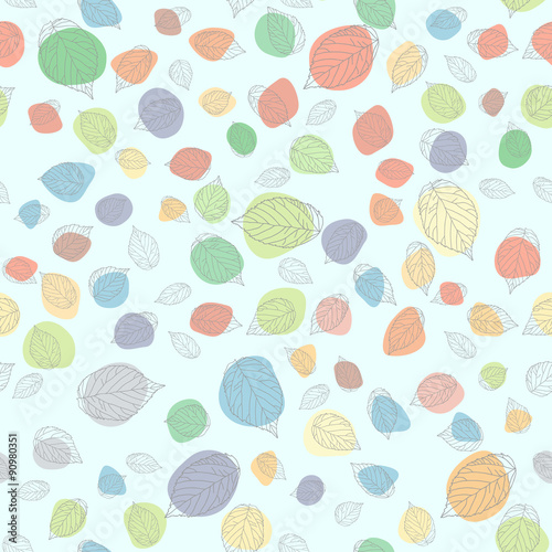 Seamless pattern with leaves. Colorful spots. Autumn texture.