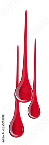 Dripping blood isolated on white. Blood drop vector