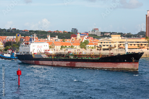Tug Pushing Tanker in Curacao