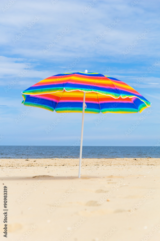 Colorful sunshade sunny beach