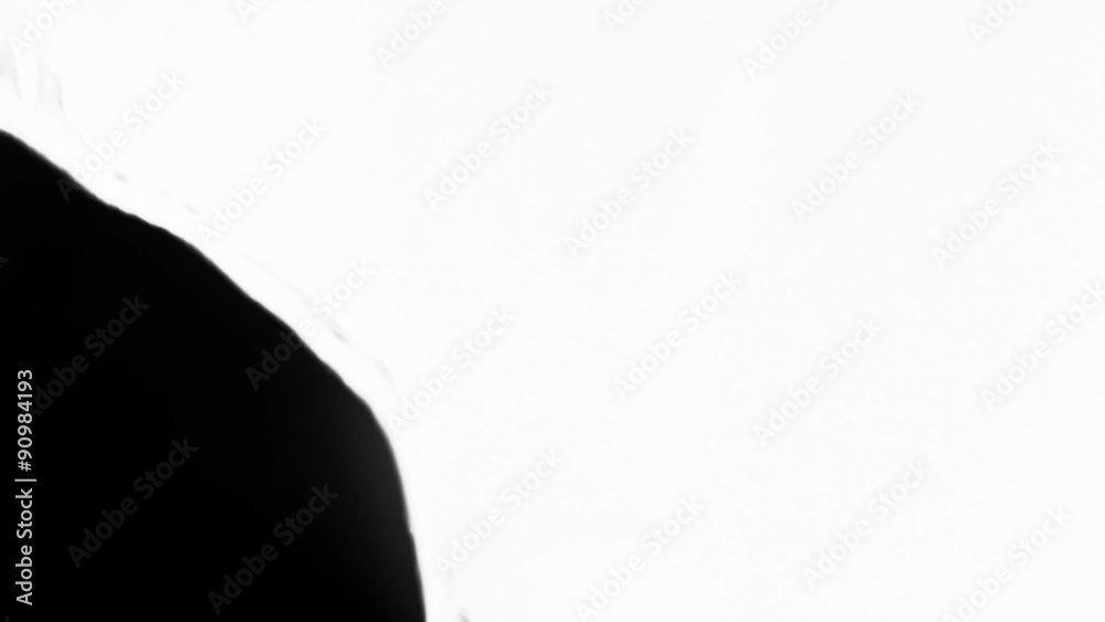 Black ink transitions on white background