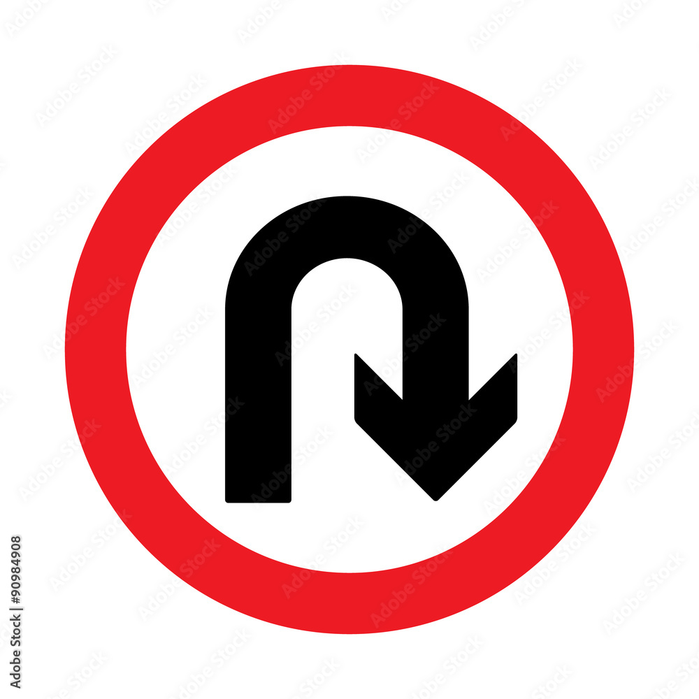 Prohibition Sign . U-turn Vector illustrations Prohibition Sign . U-turn Vector illustrations