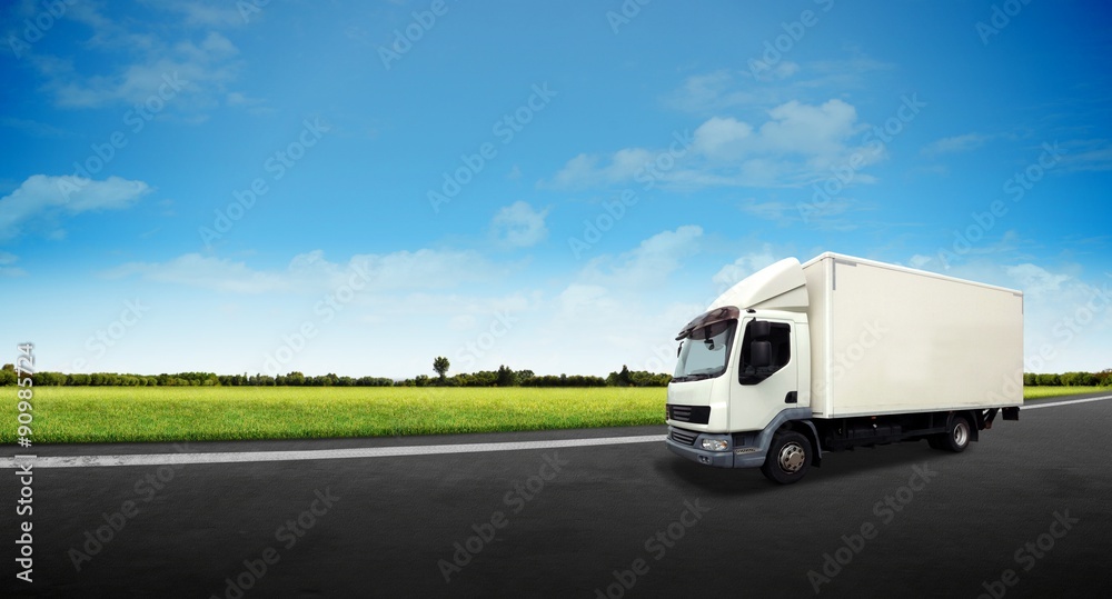 White Delivery Truck on the Road