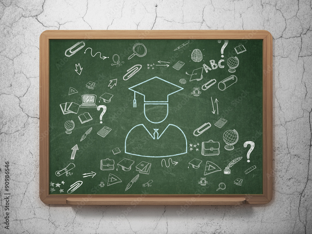 Fototapeta premium Education concept: Student on School Board background