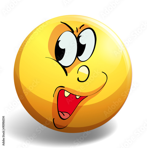 Face on yellow badge