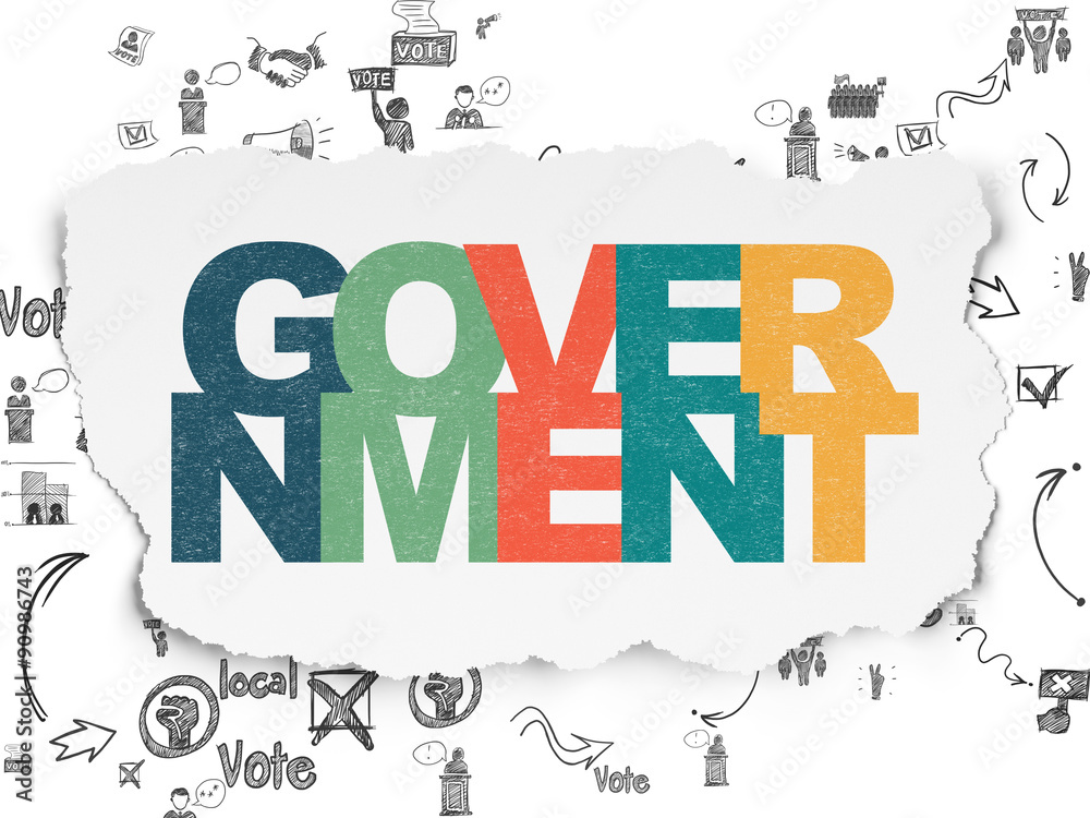 Fototapeta premium Political concept: Government on Torn Paper background