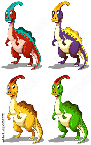 Dinosaur in four colors