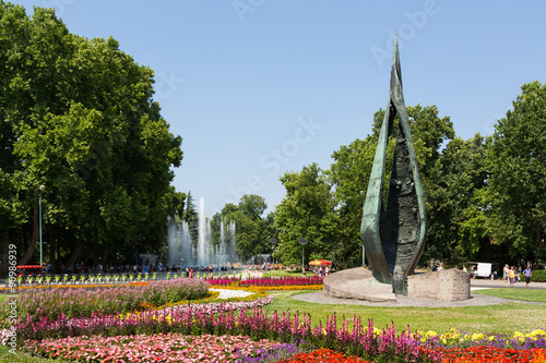 Centennial memorial at Margaret Island in Budapest Hungary Europe photo