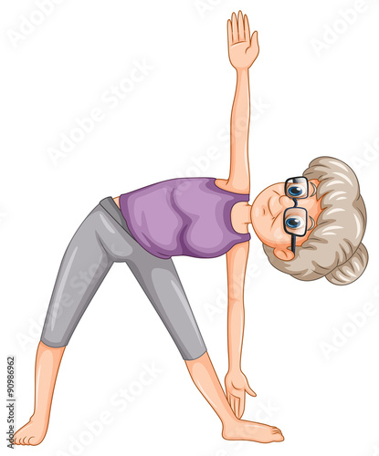 Old lady doing yoga