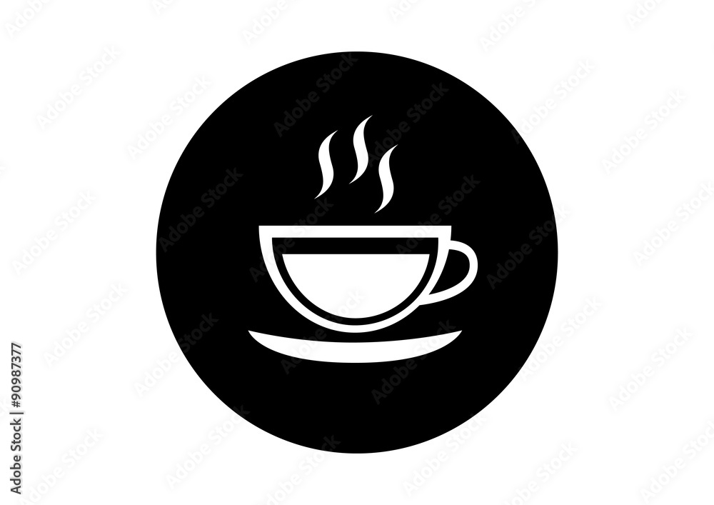Black and white coffee icon on white background Black and white coffee icon on white background