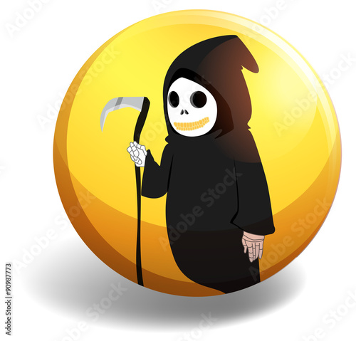 Halloween devil on yellow badge