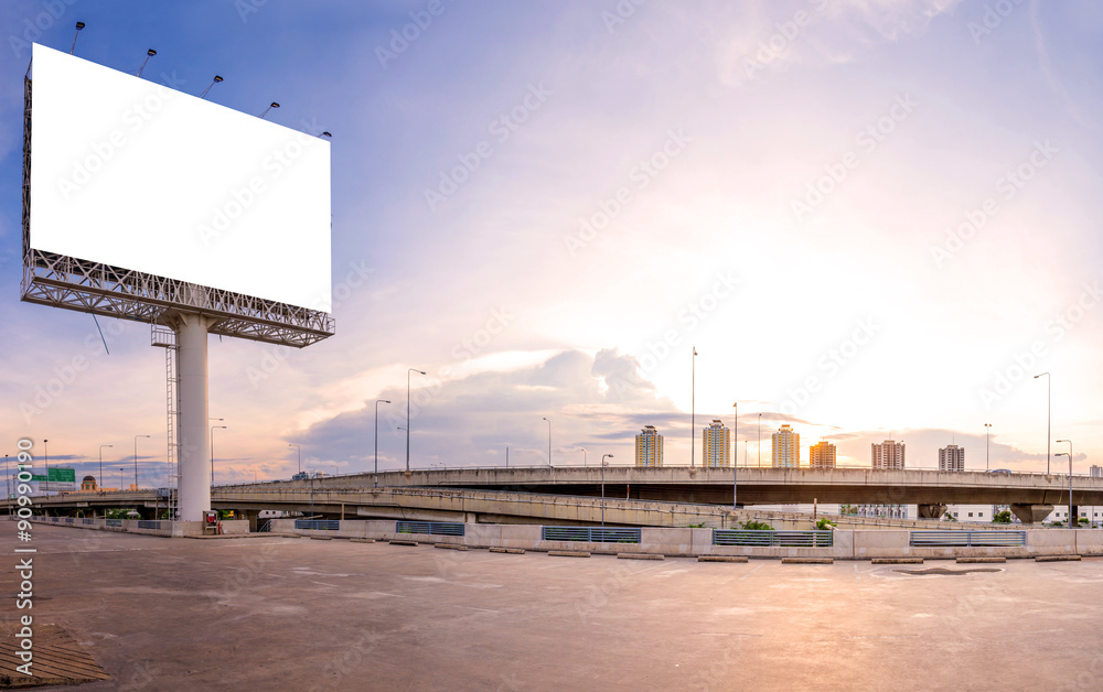 Obraz premium large Blank billboard ready for new advertisement with sunset