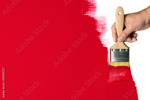 Fototapeta Naklejka Na Ścianę i Meble -  Painting Red Wall