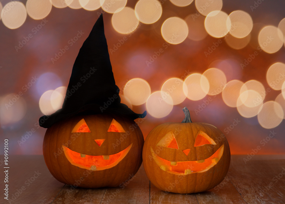 Naklejka premium close up of pumpkins on table