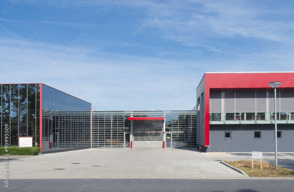 modern red warehouse