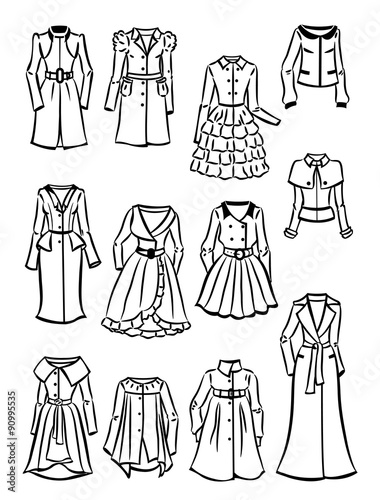 Contours of women's raincoats and windbreakers