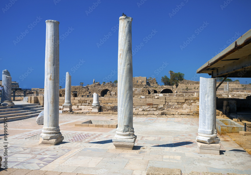 Marble columns in the ruins