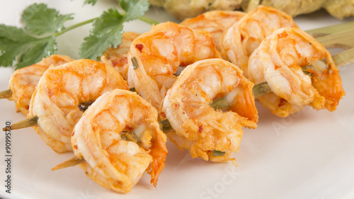 Photography Sate Goong - Thai prawn satays served with peanut sauce