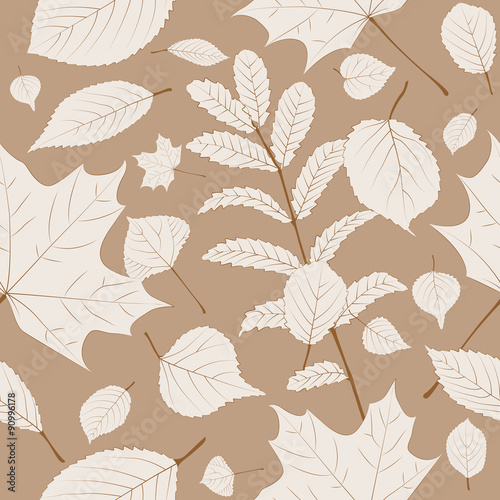 Autumn leaves seamless vector background