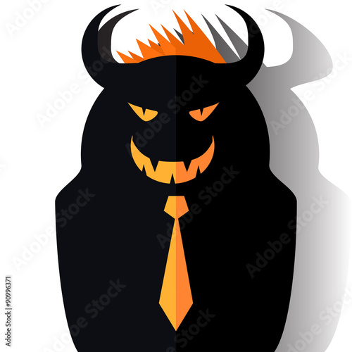 Demon with a grin isolated on white