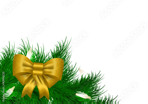 Christmas vector garland background from needles with white space for text vector photo