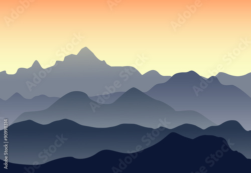 Fototapeta Naklejka Na Ścianę i Meble -  Beautiful mountains landscape. Seamless background.