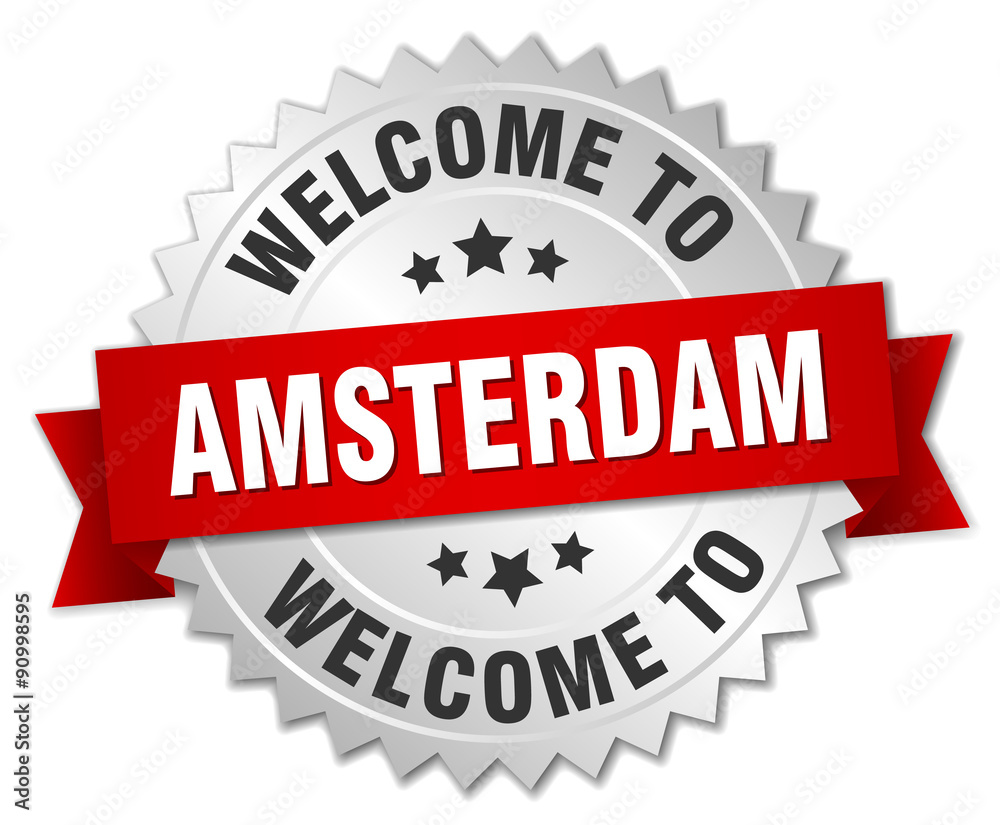 Amsterdam 3d silver badge with red ribbon Amsterdam 3d silver badge with red ribbon