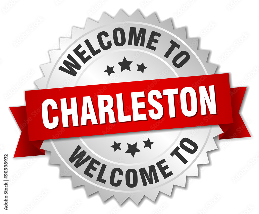 Charleston 3d silver badge with red ribbon Charleston 3d silver badge with red ribbon