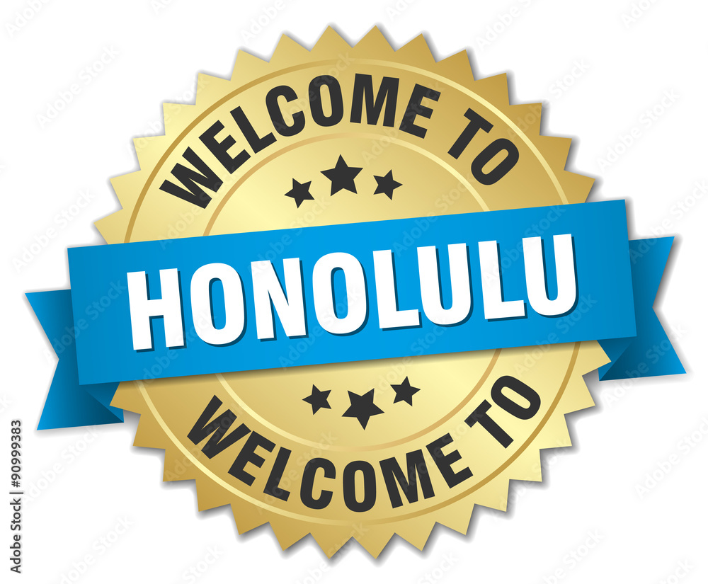 Honolulu 3d gold badge with blue ribbon Honolulu 3d gold badge with blue ribbon