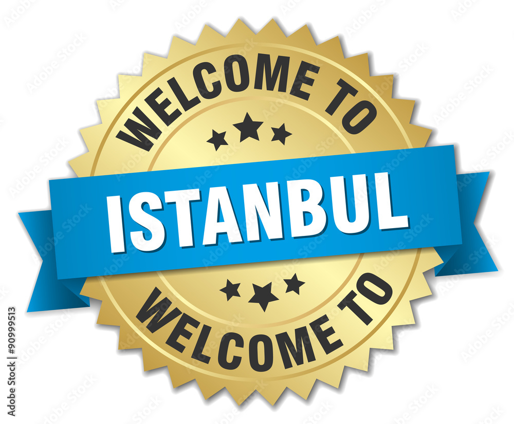 Istanbul 3d gold badge with blue ribbon