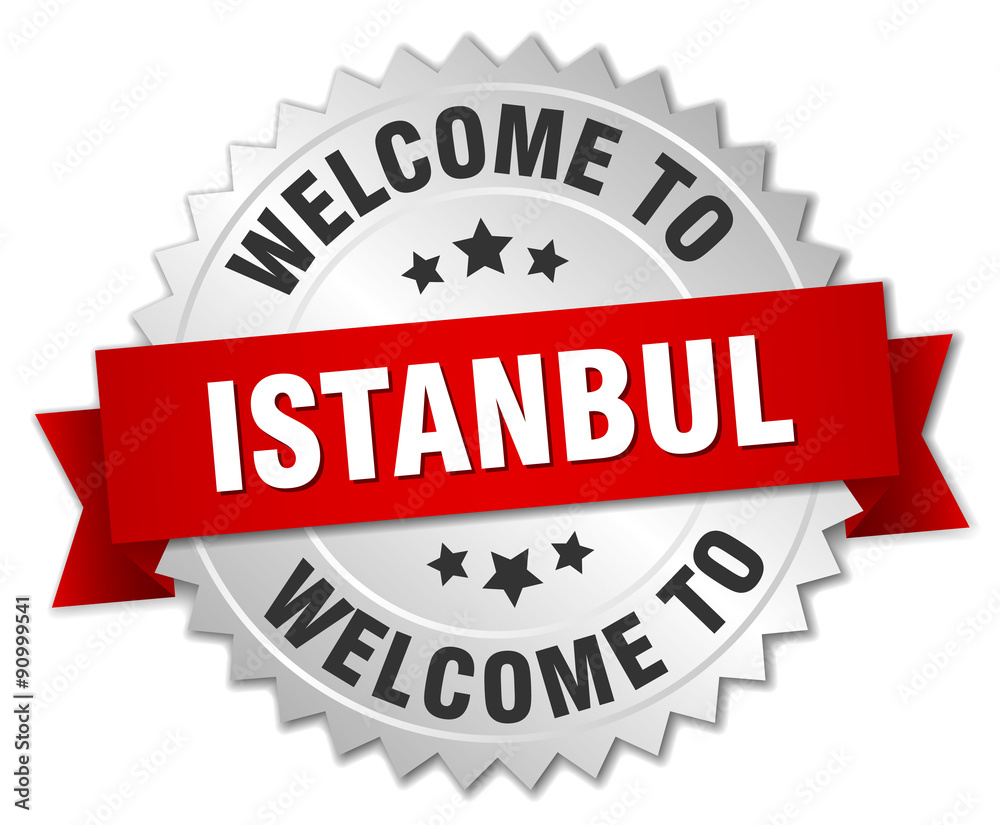Istanbul 3d silver badge with red ribbon Istanbul 3d silver badge with red ribbon