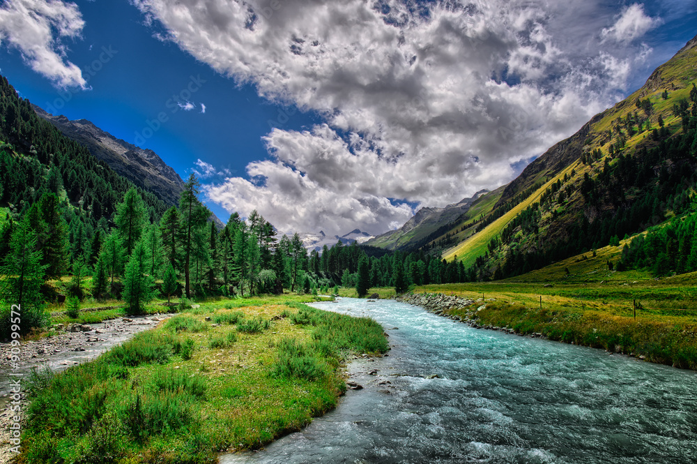 Mountain river in the Swiss Alps